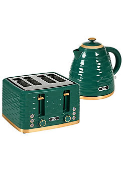 Kettle & 4 Slice Toaster Set - Green by HOMCOM