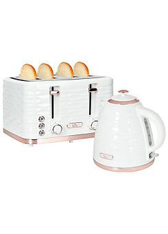 Kettle & 4 Slice Toaster Set - White by HOMCOM