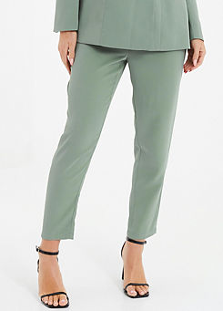 Khaki High Waisted Tailored Trousers by Quiz