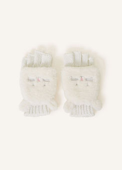 Kids Fluffy Bunny Capped Gloves by Accessorize