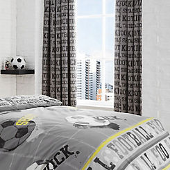 Kids Football Grey Pencil Pleat Curtains by Bedlam