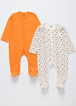 Kids Orange Mix Super Soft Long Sleeve Sleepsuit Set in Gift Box - Pack of 2 by Artie