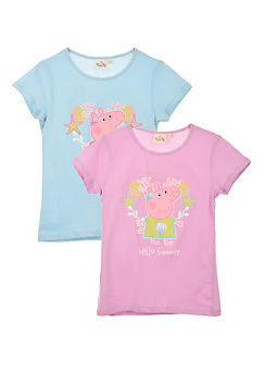 Kids Pack of 2 Peppa Pig Hello Summer T-Shirts by Suncity