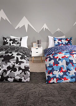 Kids Pack of 2 Single Abstract Camo Print Reversible Duvet Sets by Online Home Shop