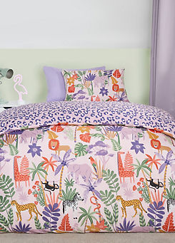 Kids Safari Leopard Print Reversible Duvet Cover Set - Pink by Online Home Shop
