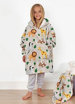 Kids Safari Printed Hoodie Blanket by Online Home Shop