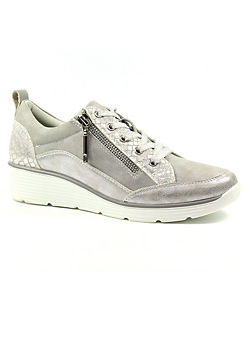 Kiley Silver Lace-Up Wedge Trainers by Lunar