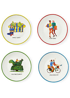 Kit Kemp Doodles Set of 4 Tidbit Plates by Spode