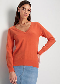 Knitted V-Neck Sweater by Hechter Paris