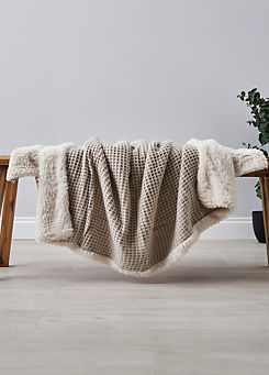 Knitted Waffle Throw with Sherpa Backing by Cascade Home