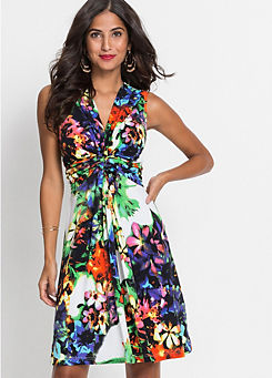 Knotted Sleeveless Floral Dress by bonprix
