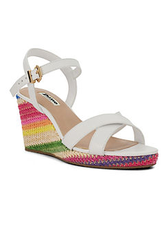 Kyrin Off White Multi Wedge Sandals by Dune London
