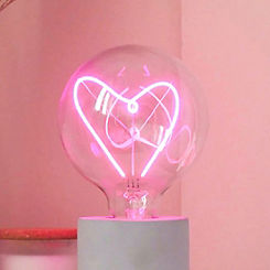 LED Filament Text Light Bulb Pink Heart by Steepletone
