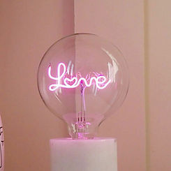 LED Filament Text Light Bulb Pink Love by Steepletone