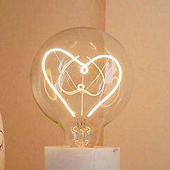 LED Filament Text Light Bulb White Heart by Steepletone