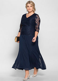 Lace Detail Evening Dress by Sheego