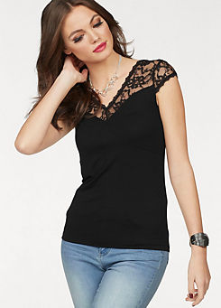 Lace Insert Top by Melrose