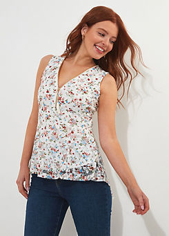Lace Overlay Zip Front Top by Joe Browns