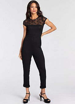 Lace Short Sleeve Jumpsuit by Melrose