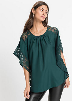 Lace Sleeve Tunic in Recycled Polyester by bonprix