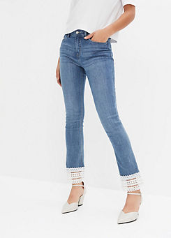 Lace Trim Straight Leg Jeans by bonprix