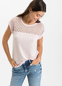 Lace Yoke T-Shirt by bonprix