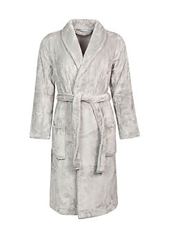 Ladies 1 Pce Fleece Dressing Gown- Grey by Heat Holders