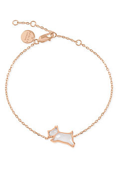 Ladies 18ct Rose Gold Plated Sterling Silver Clear Stone Jumping Dog Bracelet by Radley London