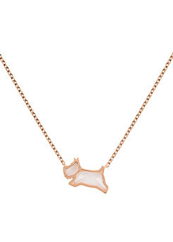 Ladies 18ct Rose Gold Plated Sterling Silver Clear Stone Jumping Dog Necklace by Radley London