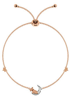Ladies 18ct Rose Gold Plated Sterling Silver Dog On ’Moon & Stars’ Bracelet by Radley London