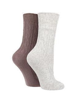 Ladies 2 Pack Cashmere Blend Cable Knit Socks by Pringle