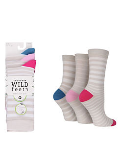 Ladies 3 Pack Bamboo Jacquard Socks by Wild Feet