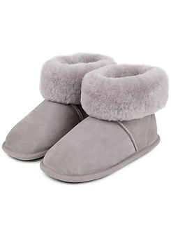 Ladies Albery Leather Boot Slippers Grey by Just Sheepskin