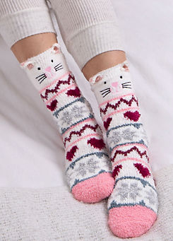 Ladies Cat Super Soft Novelty Slipper Socks by Totes