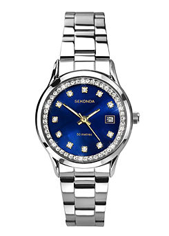 Ladies Catherine Silver Stainless Steel Bracelet with Blue Dial Watch by Sekonda
