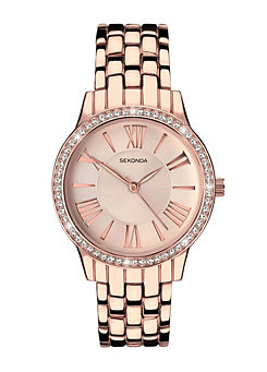 Ladies Charlotte Rose Gold Alloy Bracelet with Rose Gold Dial Watch by Sekonda