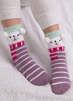 Ladies Christmas Polar Bear Novelty Slipper Socks by Totes