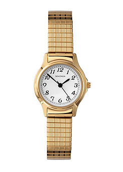 Ladies Clarke Gold Stainless Steel Expander Bracelet with White Dial Watch by Sekonda