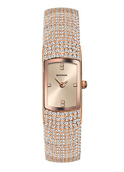 Ladies Dazzle Rose Gold Alloy Bracelet Analogue 17mm Watch by Sekonda