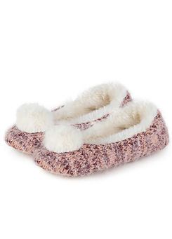 Ladies Fluffy Knit Ballet Slippers by Totes