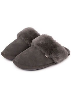 Ladies Leather Grey Duchess Slippers by Just Sheepskin