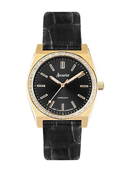 Ladies Origin Black Leather Strap Analogue 34mm Watch by Accurist
