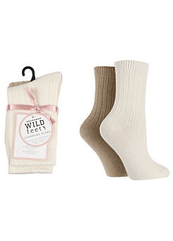 Ladies Pack of 2 Cashmere Boot Socks by Wild Feet