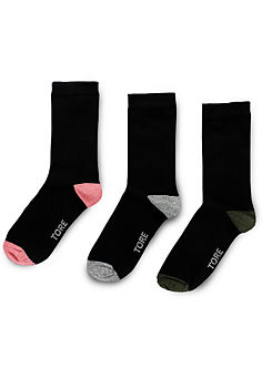 Ladies Pack of 3 Black 100% Recycled Classic Socks by TORE