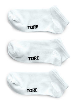 Ladies Pack of 3 White 100% Recycled Half Cushioned Trainer Socks by TORE