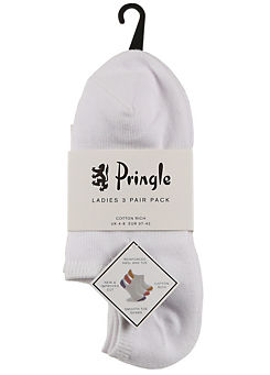 Ladies Pack of 3 White Trainer Socks by Pringle