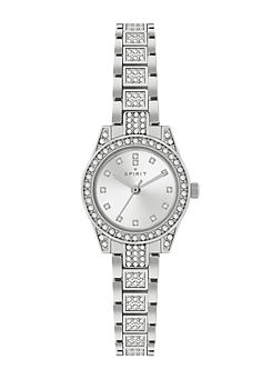 Ladies Polished Pale Silver Crystal Bracelet Watch by Spirit