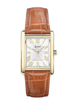 Ladies Rectangle Tan Leather Strap 26mm Watch by Accurist