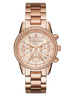 Ladies Ritz Rose Gold Tone Chronograph Bracelet Watch by Michael Kors
