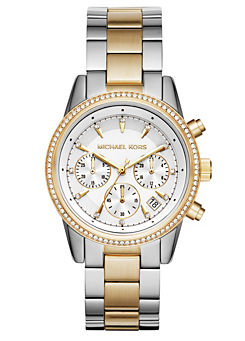 Ladies Ritz Two Tone Chronograph Bracelet Watch by Michael Kors